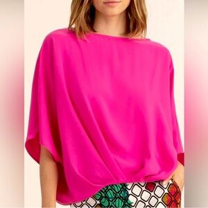 Trina Turk Coralline Hot Pink Dolman Sleeve Top Size S